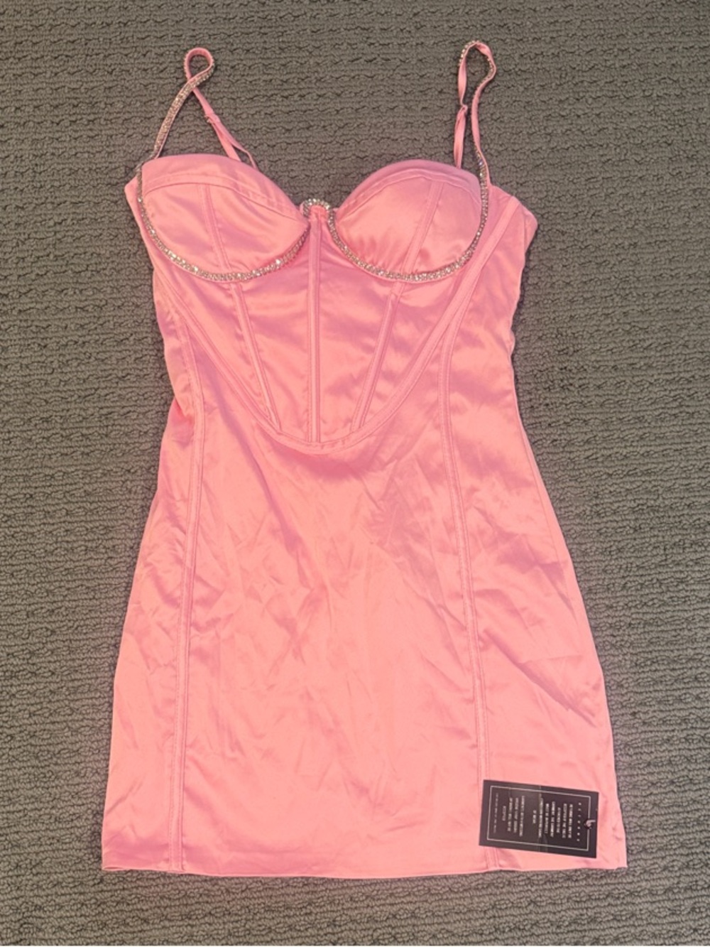 Dressmezee BRAND NEW WITH TAGS Pink Satin Bustier Mini Dress
